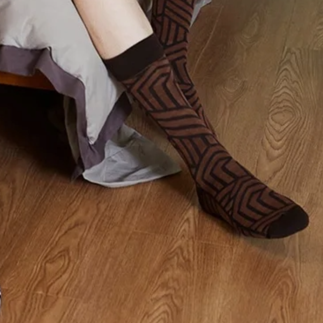 Brown Geometric Pattern Socks from the Sock Panda (Adult Large - Men's Shoe Sizes 8-12)