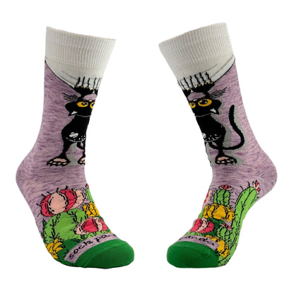 Cactus Cat Socks from the Sock Panda (Adult Medium - Women's Shoe Sizes 5 - 10)
