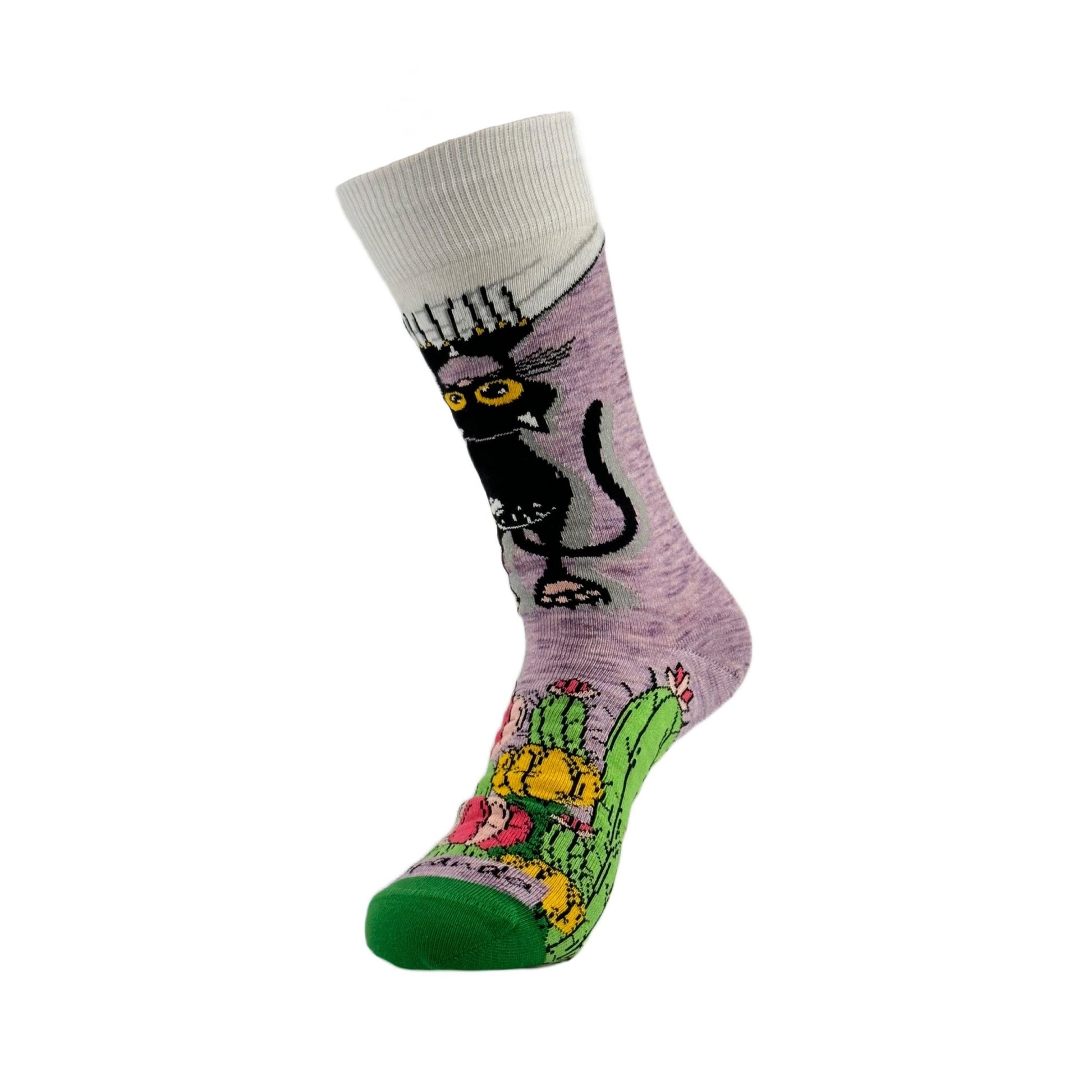 Cactus Cat Socks from the Sock Panda (Adult Medium - Women's Shoe Sizes 5 - 10)