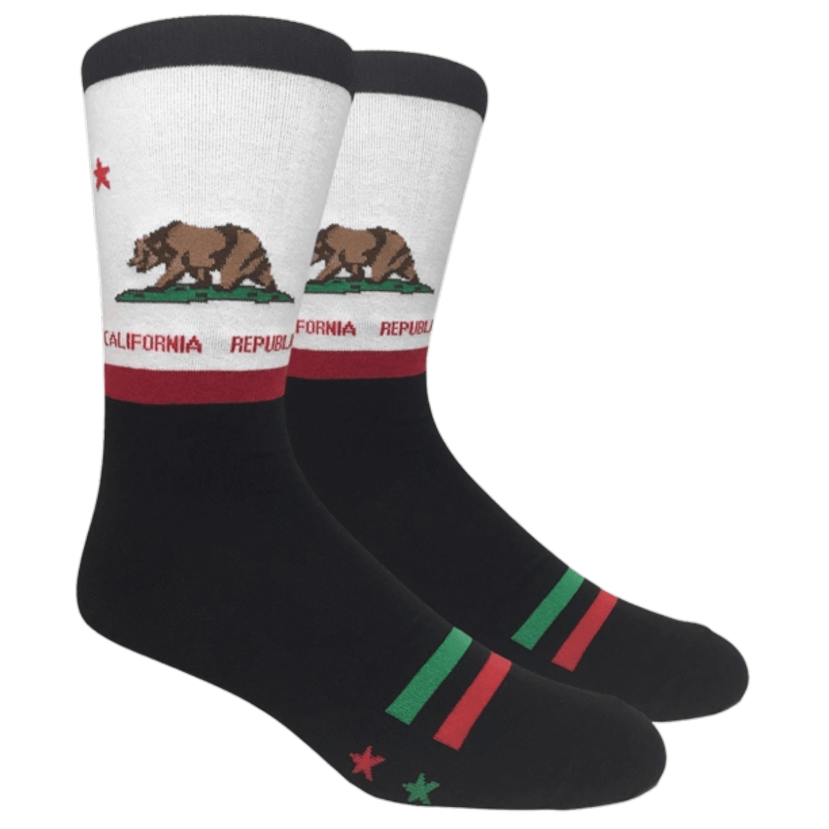 California Republic Bear Flag Socks (Adult Large - Men's Shoe Sizes 8 - 12)