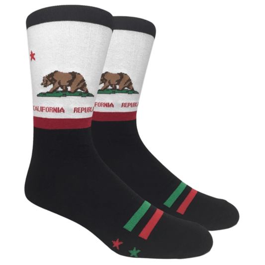 California Republic Bear Flag Socks (Adult Large - Men's Shoe Sizes 8 - 12)