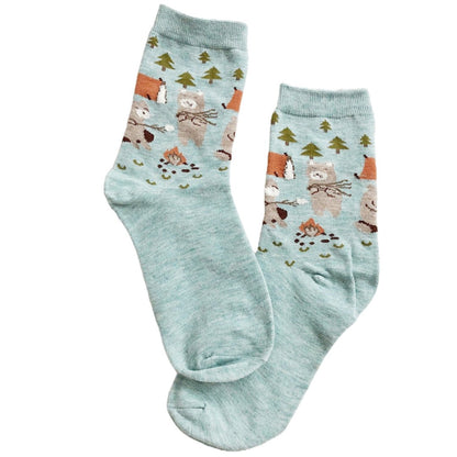 Camping Bears Socks (Adult Medium - Women's Shoe Sizes 5 - 10)