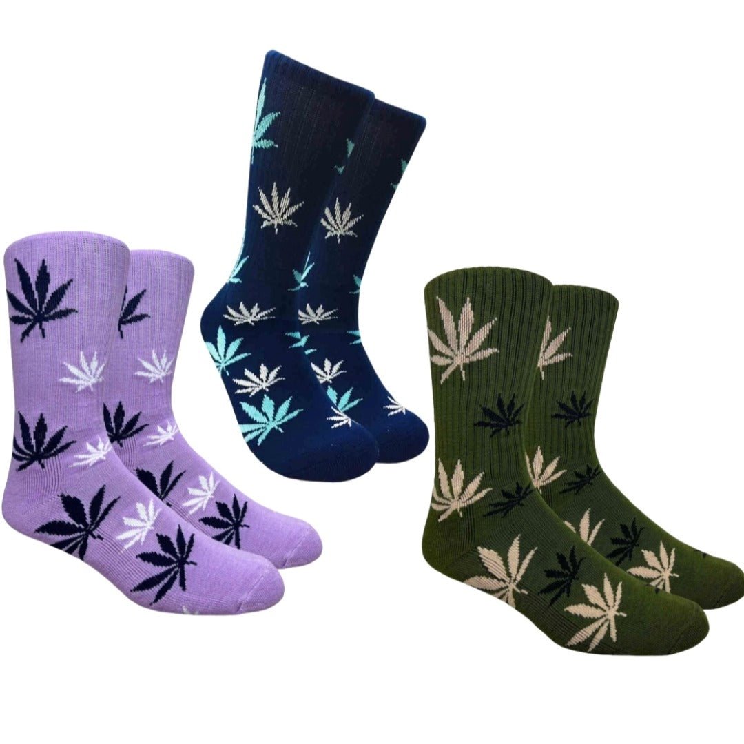 Cannabis Leaf Patterned Socks (Adult Large - Men's Shoe Sizes 8-12)