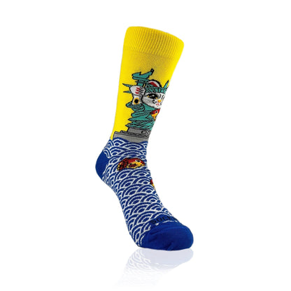 Cat Statue of Liberty Socks from the Sock Panda (Adult Small - Shoe Sizes 2 - 5)