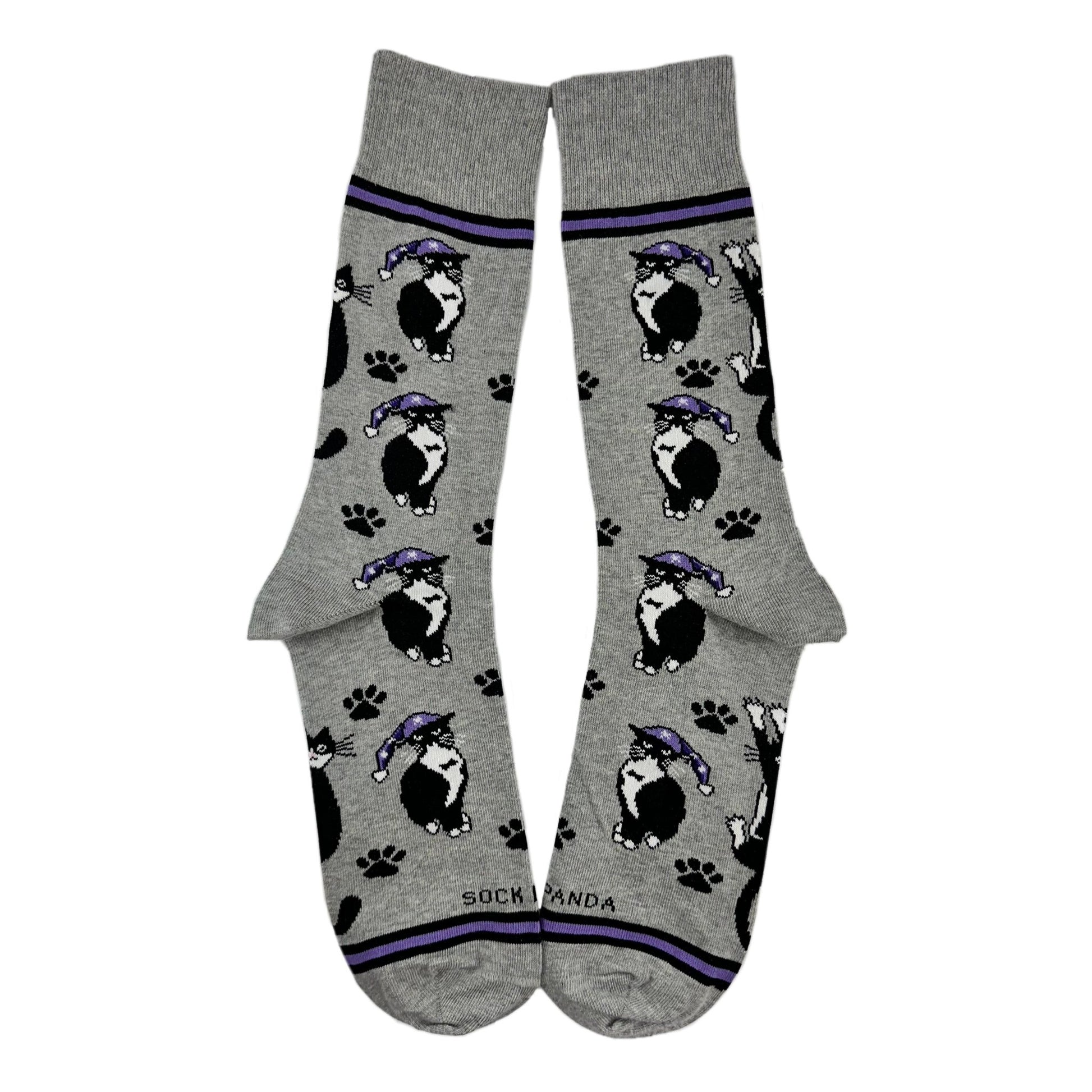 Cat Wearing a Hat Socks from the Sock Panda (Adult Large - Men's Shoe Sizes 8 - 12)