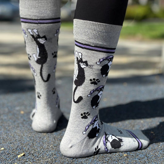 Cat Wearing a Hat Socks from the Sock Panda (Adult Large - Men's Shoe Sizes 8 - 12)