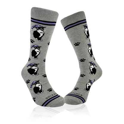 Cat Wearing a Hat Socks from the Sock Panda (Adult Large - Men's Shoe Sizes 8 - 12)