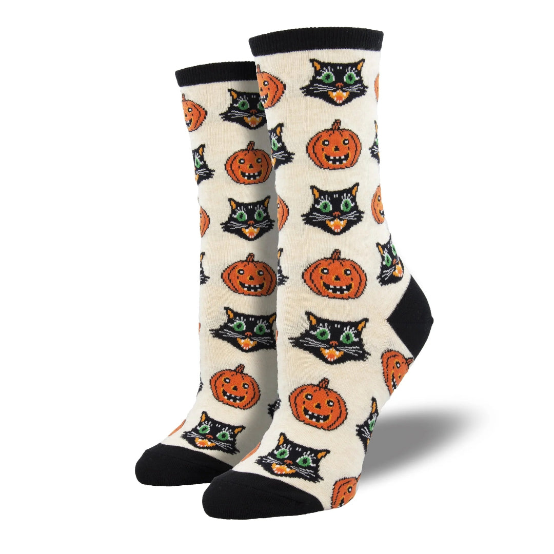 Cats and Pumpkins from the Sock Panda (Adult Medium - Women's Shoe Sizes 5-10)