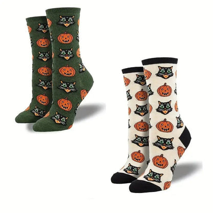 Cats and Pumpkins from the Sock Panda (Adult Medium - Women's Shoe Sizes 5 - 10)