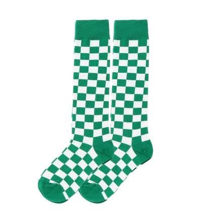 Checkered Pattern Knee High Socks (Adult Medium - Women's Shoe Sizes 5 - 10)