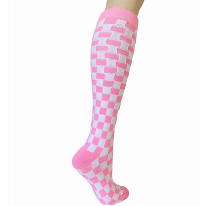 Checkered Pattern Knee High Socks (Adult Medium - Women's Shoe Sizes 5 - 10)