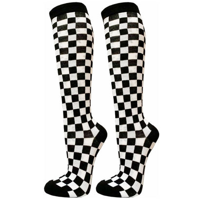 Checkered Pattern Knee High Socks (Adult Medium - Women's Shoe Sizes 5 - 10)