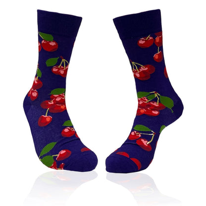 Cherry Patterned Socks from the Sock Panda (Adult Medium) PurpCherryMd