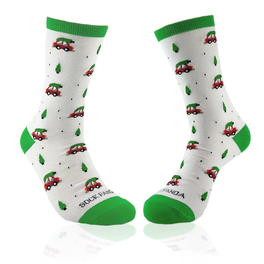 Christmas Tree on a Car Socks from the Sock Panda (Adult Medium)