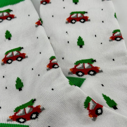 Christmas Tree on a Car Socks from the Sock Panda (Adult Medium)