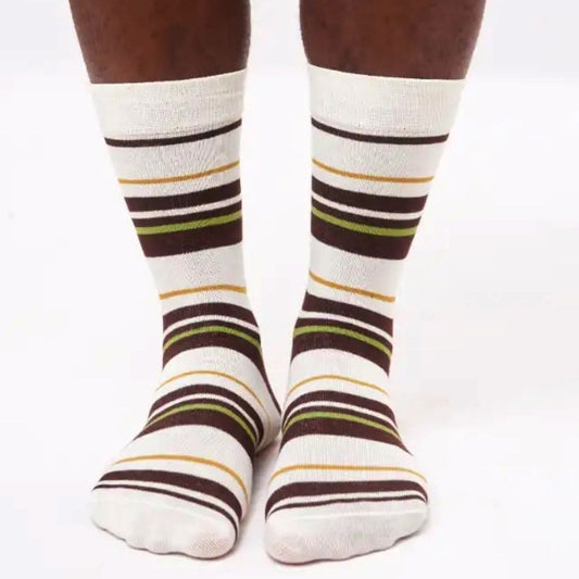 Classic Brown Striped Socks from the Sock Panda (Adult Large - Men's Shoe Sizes 8 - 12)