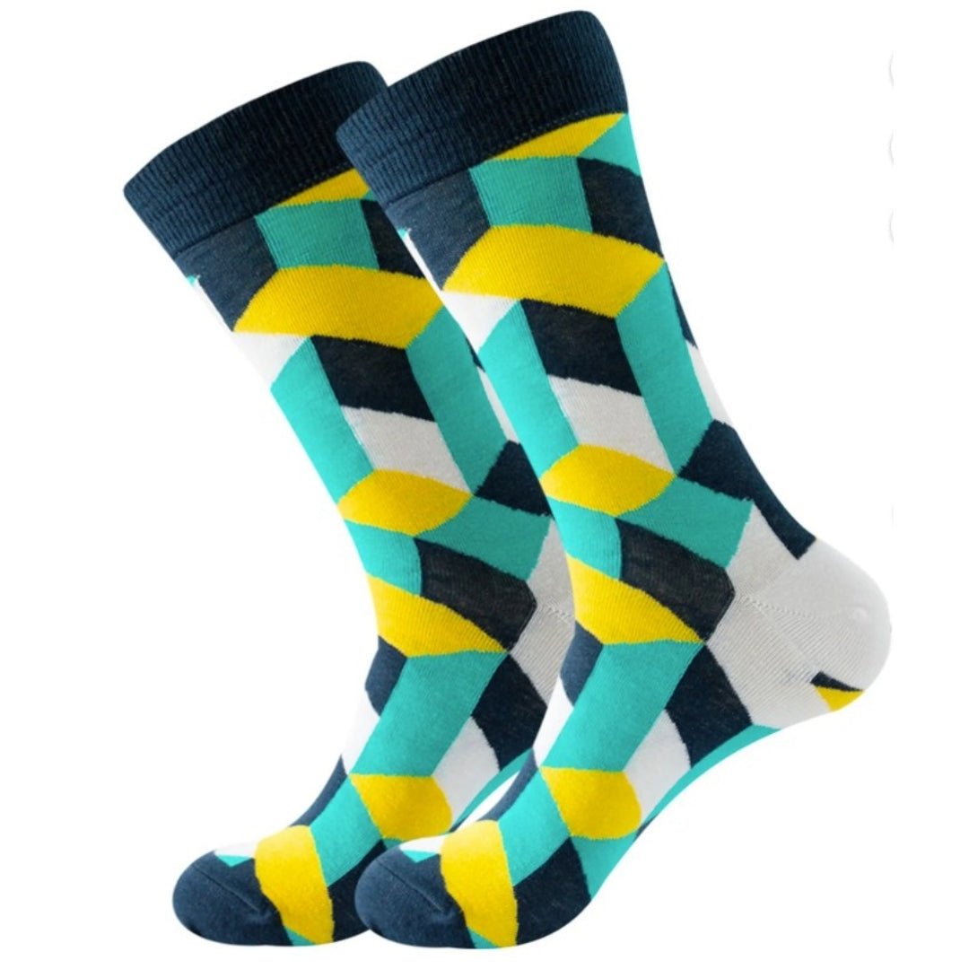 Colorful Cube Pattern Socks from the Sock Panda (Adult Large)