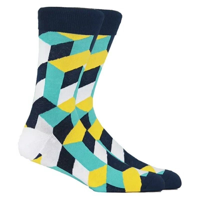 Colorful Cube Pattern Socks from the Sock Panda (Adult Large)
