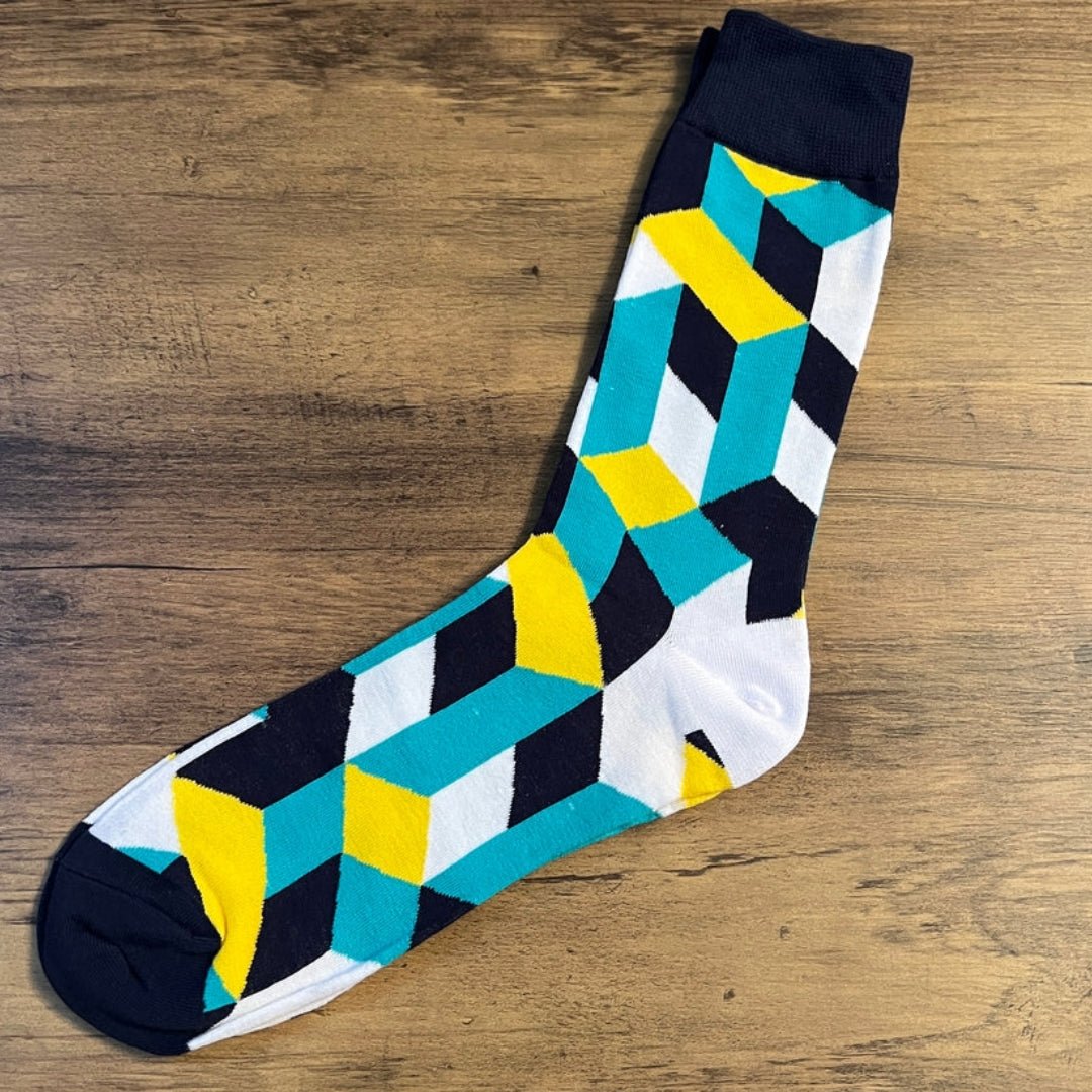 Colorful Cube Pattern Socks from the Sock Panda (Adult Large)