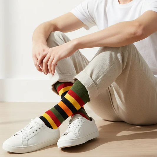 Colorful Horizontal Striped Socks from the Sock Panda (Adult Large) 