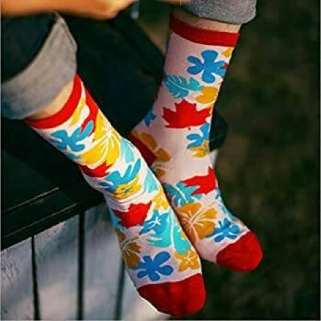 Colorful Maple Leaf Pattern Socks from the Sock Panda (Adult Medium - Women's Shoe Sizes 5 - 10)