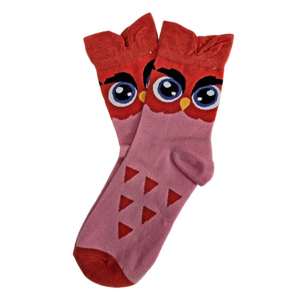 Colorful Owl Crew Socks (Adult Medium - Women's Shoe Sizes 5 - 10)
