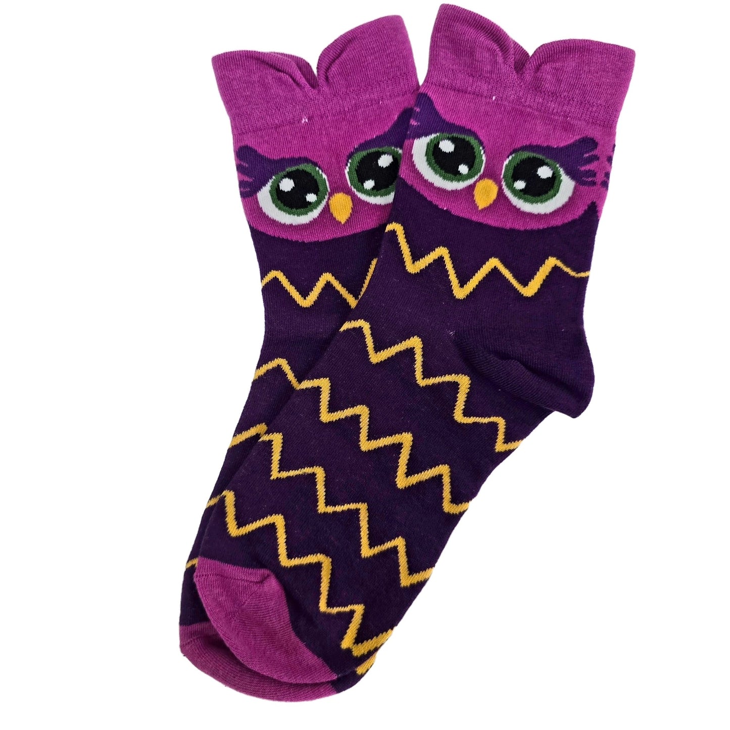 Colorful Owl Crew Socks (Adult Medium - Women's Shoe Sizes 5 - 10)