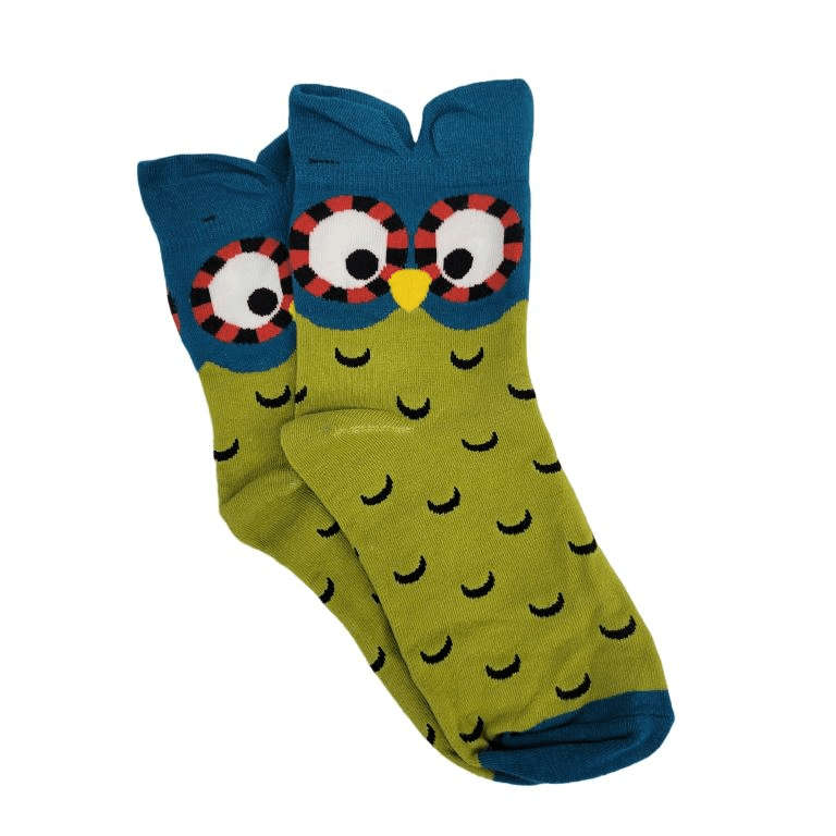 Colorful Owl Crew Socks (Adult Medium - Women's Shoe Sizes 5 - 10)