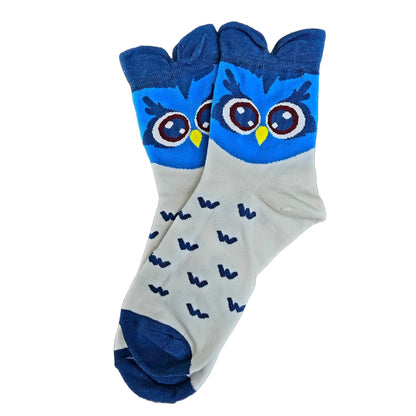 Colorful Owl Crew Socks (Adult Medium - Women's Shoe Sizes 5 - 10)