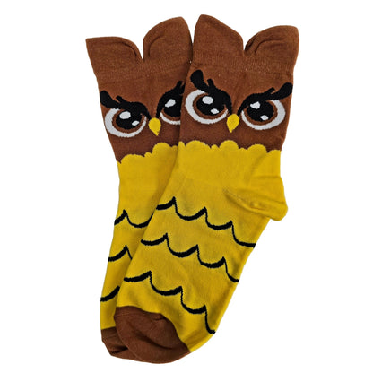 Colorful Owl Crew Socks (Adult Medium - Women's Shoe Sizes 5 - 10)