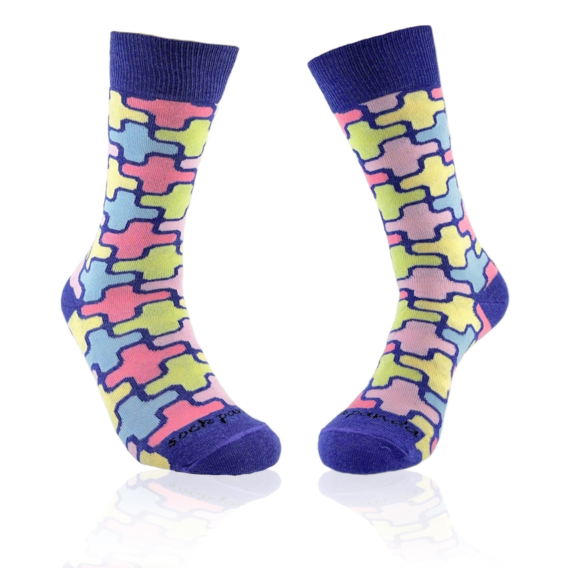 Colorful Puzzle Pattern Socks from the Sock Panda (Adult Medium)
