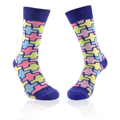 Colorful Puzzle Pattern Socks from the Sock Panda (Adult Medium)