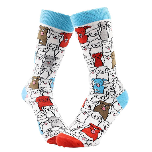 Colorful Surprise Dog Pattern Socks (Adult Small - Shoe Sizes 2 - 5)