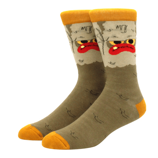 Crazy Monster Bigfoot Face Socks from the Sock Panda (Adult Large - Men's Shoe Sizes 8 - 12)