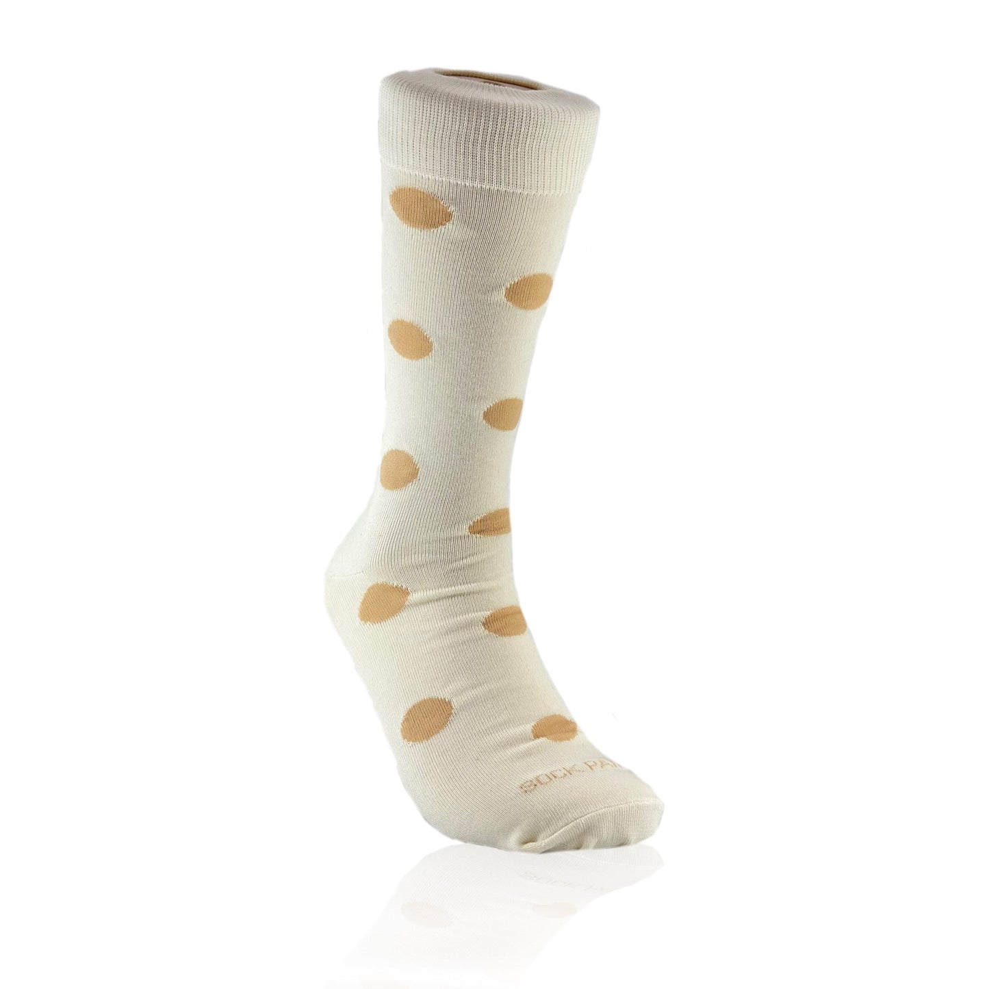 Cream and Beige Polka Dot Socks from the Sock Panda (Adult Large)