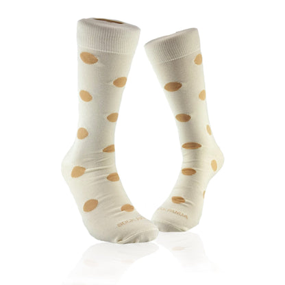 Cream and Beige Polka Dot Socks from the Sock Panda (Adult Large)