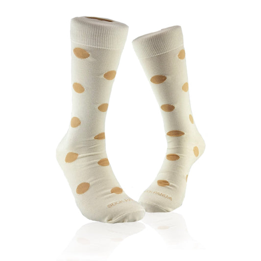 Cream and Beige Polka Dot Socks from the Sock Panda (Adult Large)