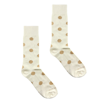 Cream and Beige Polka Dot Socks from the Sock Panda (Adult Large)