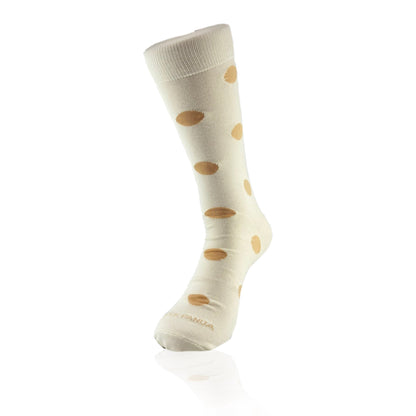Cream and Beige Polka Dot Socks from the Sock Panda (Adult Large)