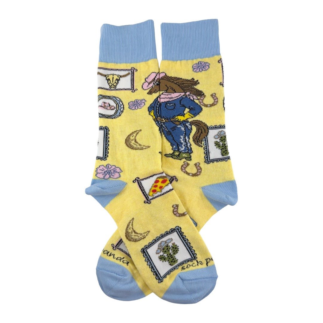 Cute Western Horse Socks from the Sock Panda (Adult Medium) HorseHouseMd