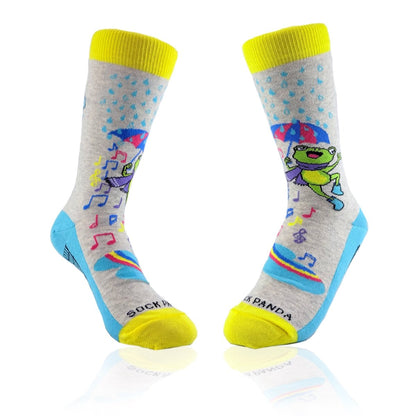 Dancing in the Rain Frog Socks from the Socks Panda (Adult Small) RainFrogSm