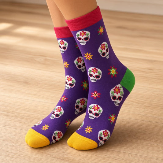 Day of the Dead Skull Socks from the Sock Panda (Adult Medium) DayDeadMd