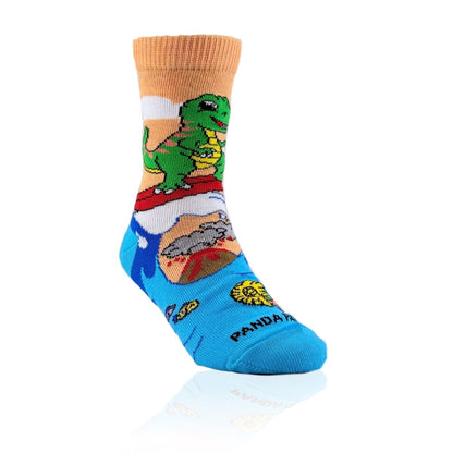 Dinosaur (T-Rex) Surfer Socks from the Sock Panda (Ages 3-7), SurfDinoMd