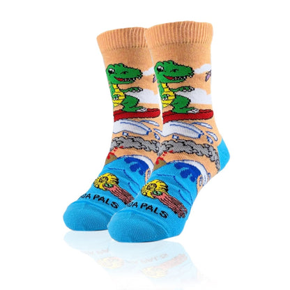 Dinosaur (T-Rex) Surfer Socks from the Sock Panda (Ages 3-7), SurfDinoMd