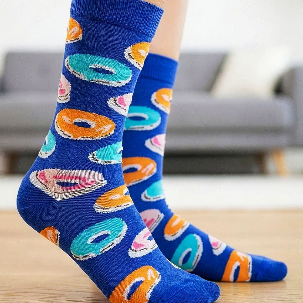 Donut Pattern Socks from the Sock Panda (Adult Large) BlueDonutLg