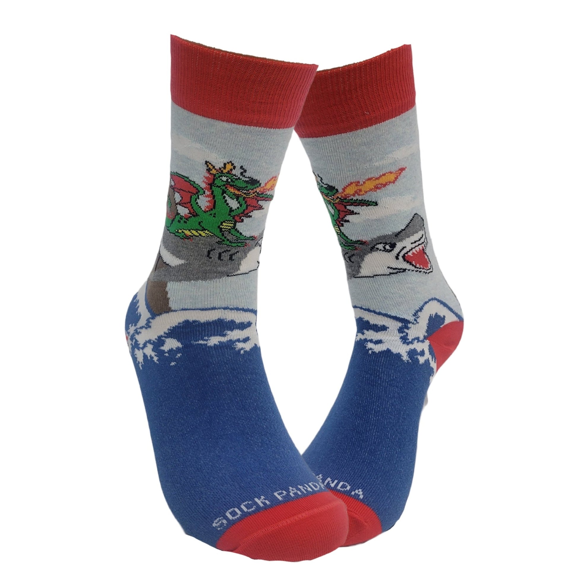 Dragon Riding a Shark Socks from the Sock Panda