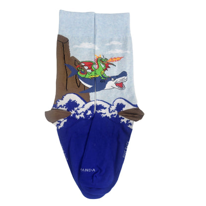 Dragon Riding a Shark Socks from the Sock Panda
