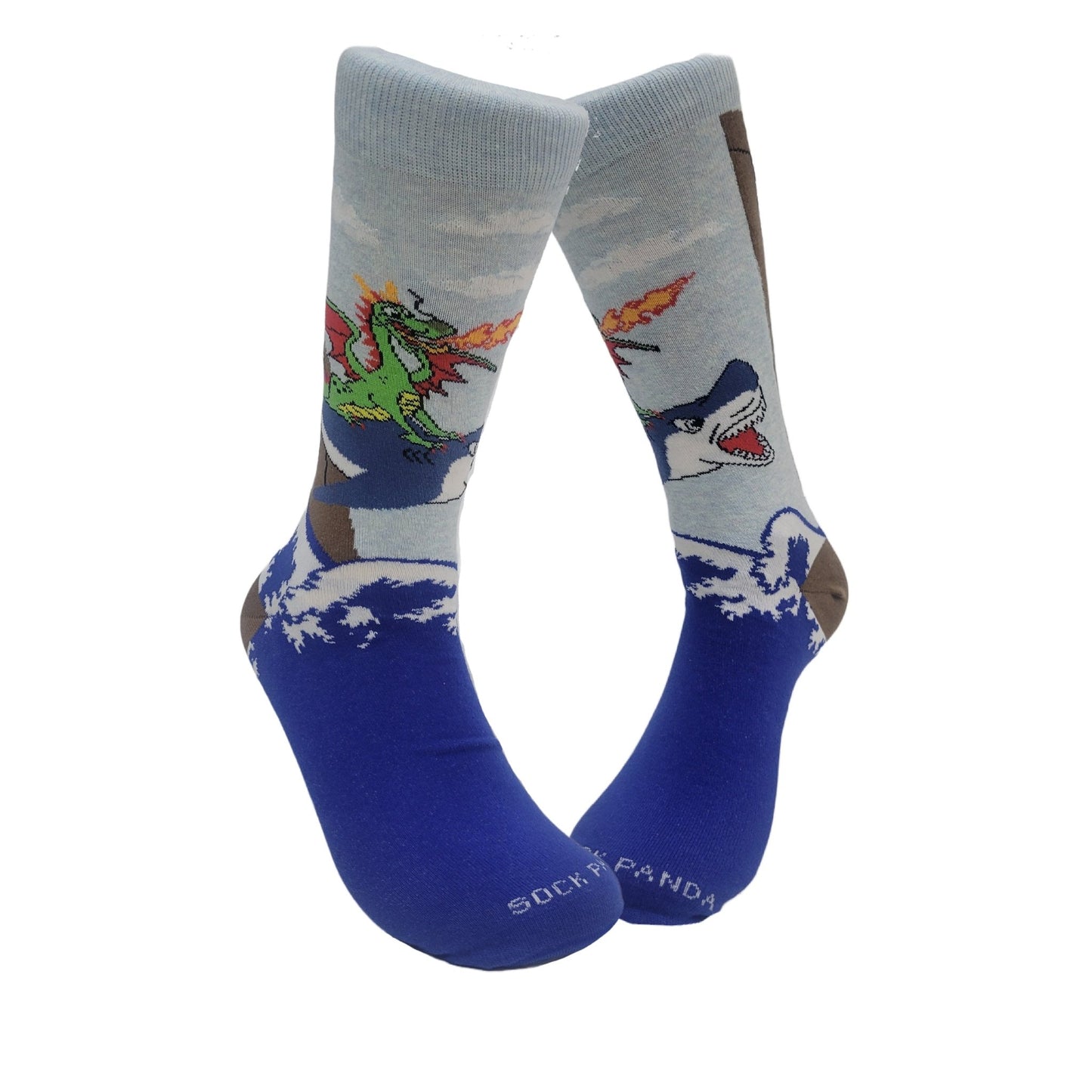 Dragon Riding a Shark Socks from the Sock Panda