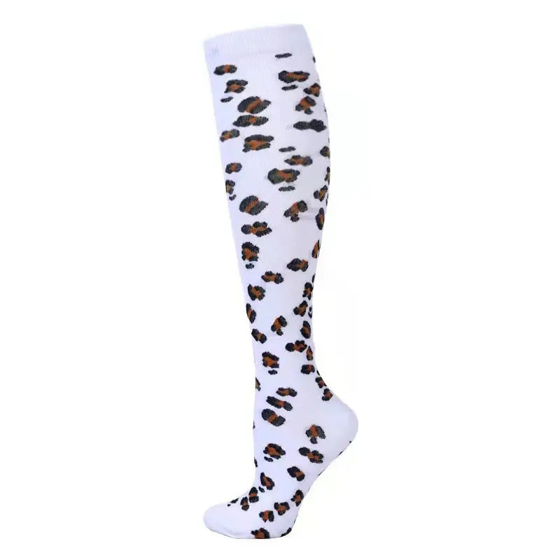 White Animal (Leopard) Print Knee High Socks (Compression Socks)
