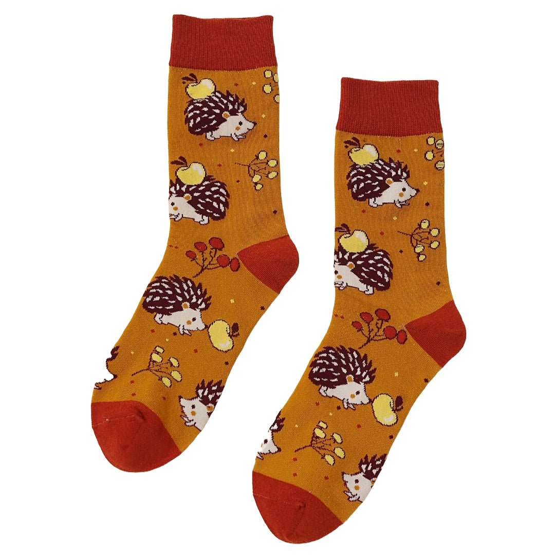 Fall Hedgehog Socks (Adult Medium - Women's Shoe Sizes 5 - 10)